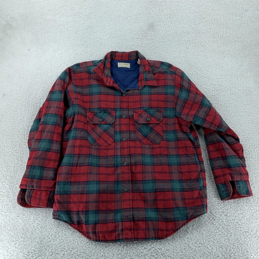 Vintage L.L. Bean Insulated Flannel Jacket Womens Large Red Plaid Thinsulate 90s